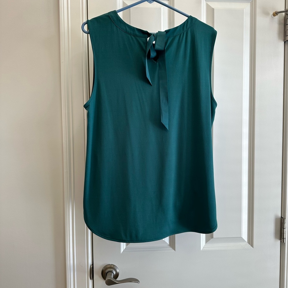 Teal Draped Blouse – 41 Hawthorn Sleeveless Top, Flowy & Flattering - Picture 2 of 5